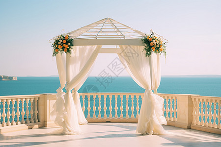 宴会拱门海边婚礼阁楼背景