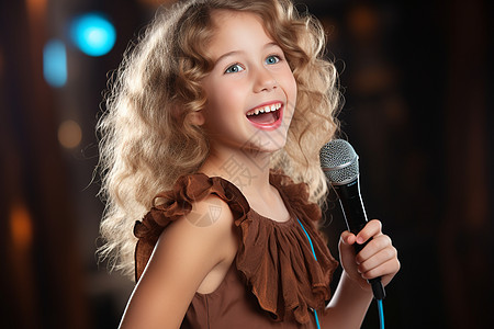 唱歌表演的小女孩图片