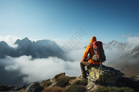 户外运动欣赏壮丽云端景观背景