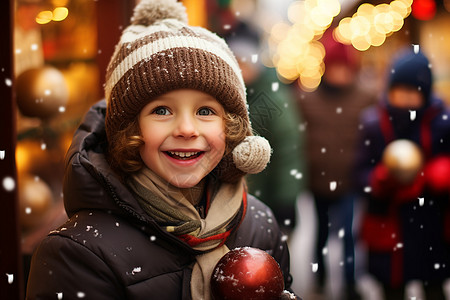 圣诞市集开心的孩子高清图片