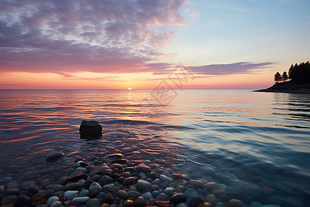 浪漫的海边落日图片