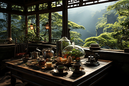 茶馆的晨光图片