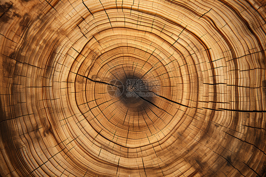 一个圆形的木头中有一圈年轮图片