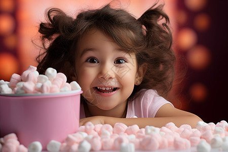 开心吃糖的小女孩图片