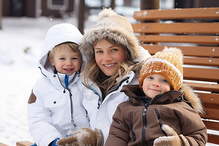 雪地里的一家人图片