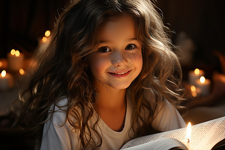安静的阅读小女孩图片