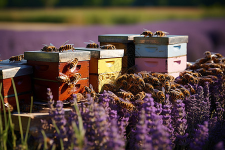 薰衣草庄园中养殖的蜜蜂图片