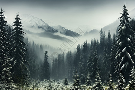冬日的山林景观图片