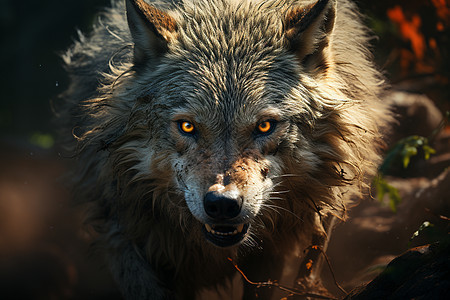眼神幽深的狼背景图片