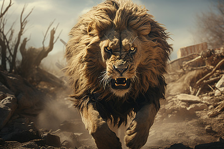 追逐猎物的狮子图片