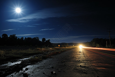 夜晚郊区的交通公路图片