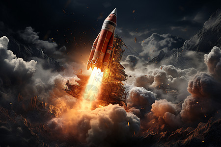 航空基地火箭升空的场景图片