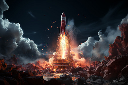 火箭升空的场景图片