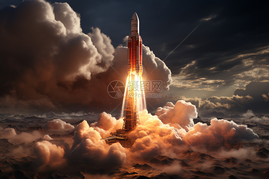 冲破云层的火箭图片