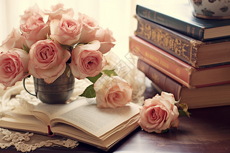 粉色浪漫的插花图片