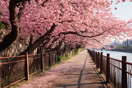 樱花梦境的城市公园景观图片