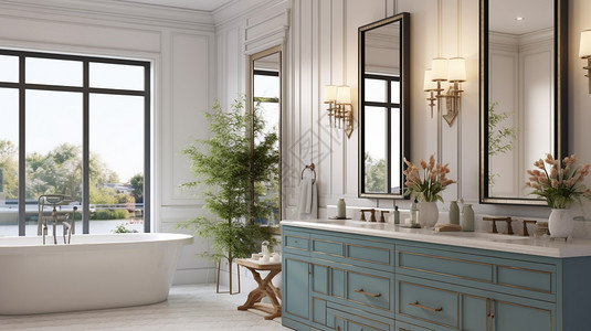 浴室盥洗台上的镜子图片