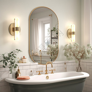 优雅圆角大面积浴室镜图片