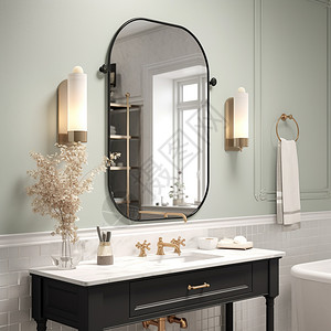 圆角大面积浴室镜高清图片