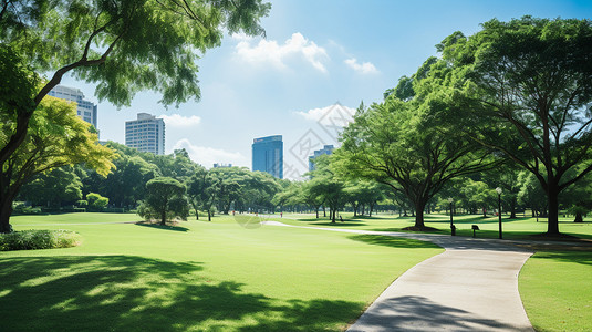 城市草坪城市里的自然公园背景