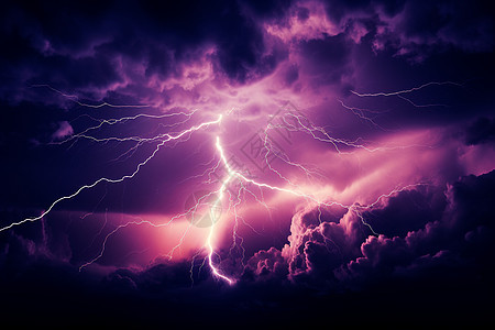 紫云劈裂的雷电图片