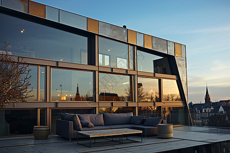 现代建筑的露天阳台景观背景图片