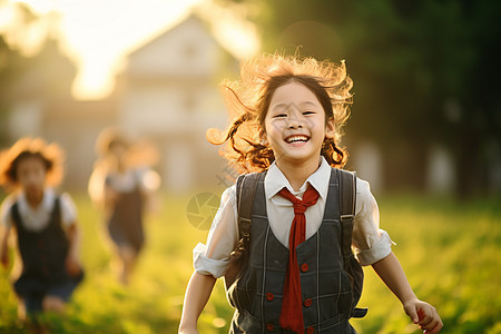 奔跑的小学生图片