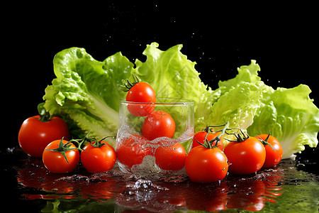 健康营养的小番茄和生菜图片