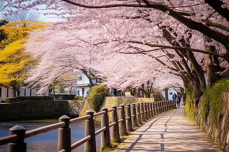 春季风景宜人的樱花公园图片