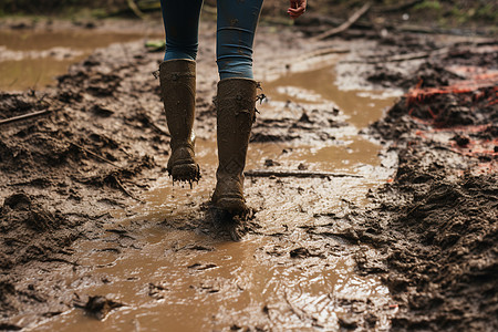 女士沾满泥土的靴子图片