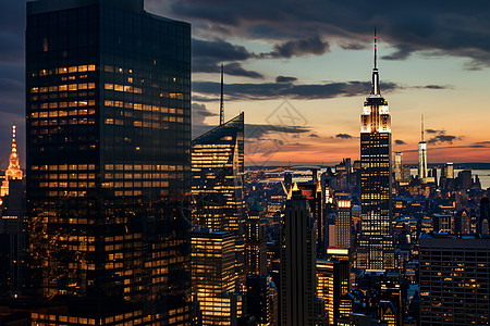 欧洲城市建筑繁华商业城市的夜景背景