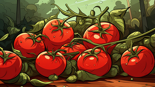 可爱的番茄创意插图图片