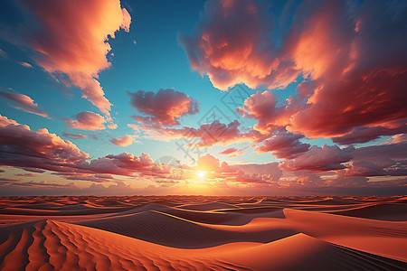 沙漠落日美景图片