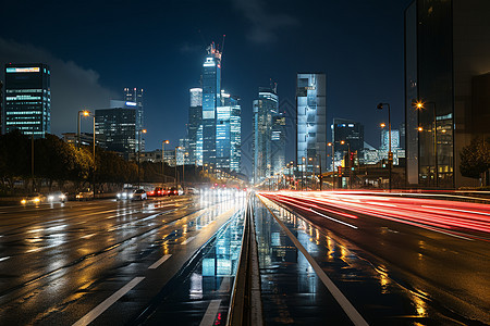 城市夜景中的霓虹璀璨图片