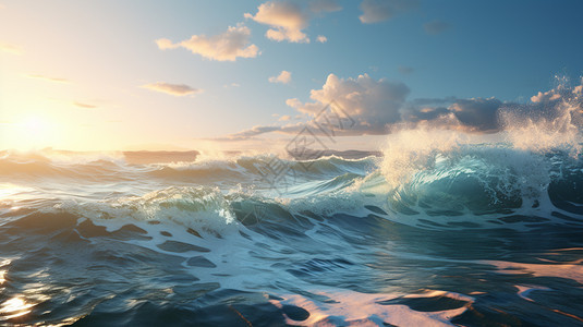 大海中的波浪图片