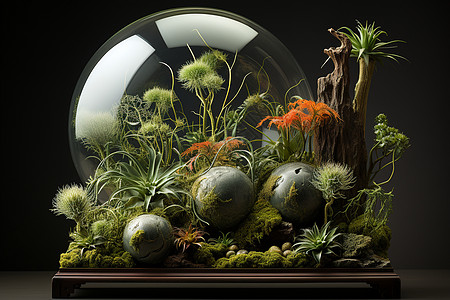 玻璃球植物装饰品图片
