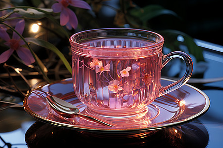 梦幻粉色茶杯图片