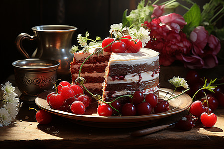 奶油的巧克力蛋糕背景图片