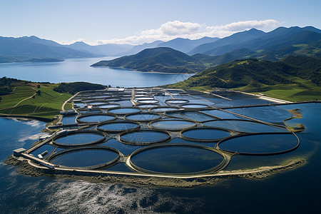 湖畔的鱼塘背景