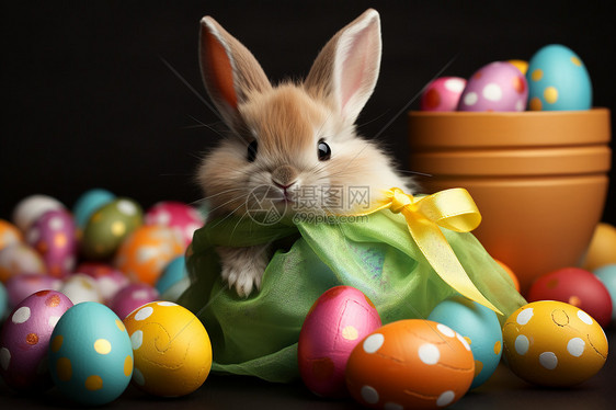 漂亮的彩蛋与兔子图片