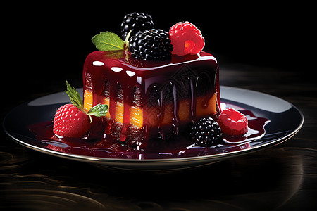 盘子上的莓果果冻图片