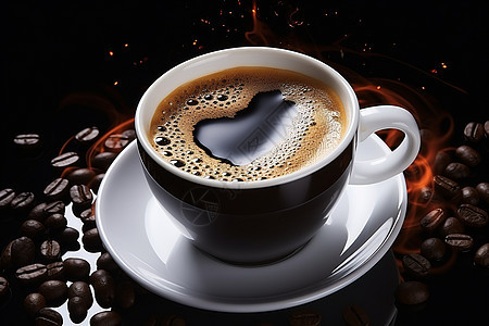 浓香咖啡和咖啡豆图片