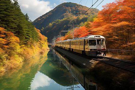 三亚美景秋天的火车旅行背景