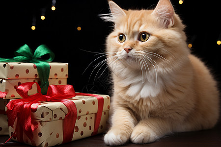 猫咪与礼物背景图片
