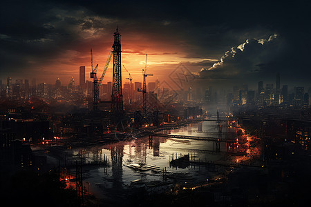 天空未来之城背景图片