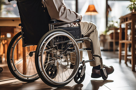 残疾预防残障男士在轮椅上背景
