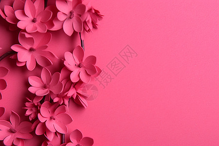 粉红色剪纸边框粉色花朵墙钟背景