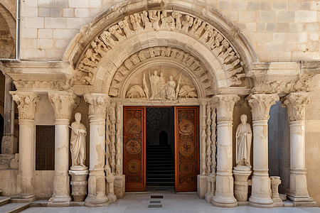 教堂拱门一个雕塑背景
