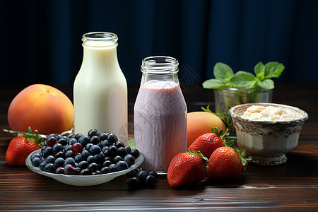 营养甜蓝莓浆果饮品图片