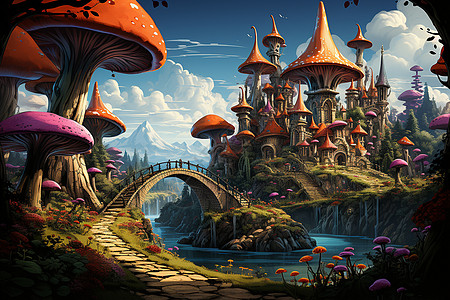 奇幻的蘑菇城堡王国图片